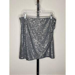 LOFT Silver Sequined Mini Skirt Women’s Size 12 NWT